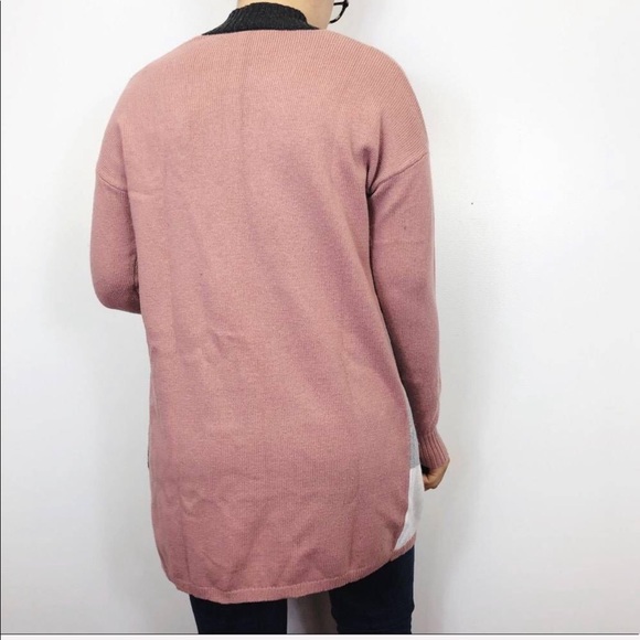 LOFT | Mauve Pink Color Block Open Front Cardigan - Picture 4 of 8